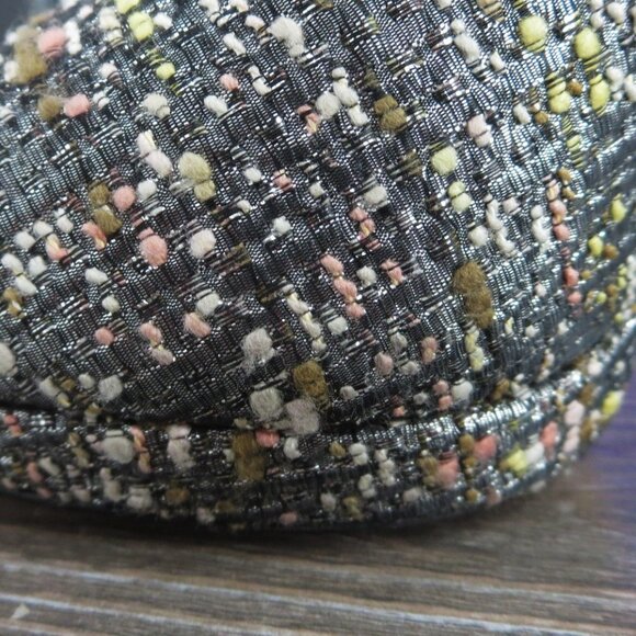 Near New Casadei Tweed Stiletto High Heels Peep Toe 9 Black Silver - Picture 10 of 16